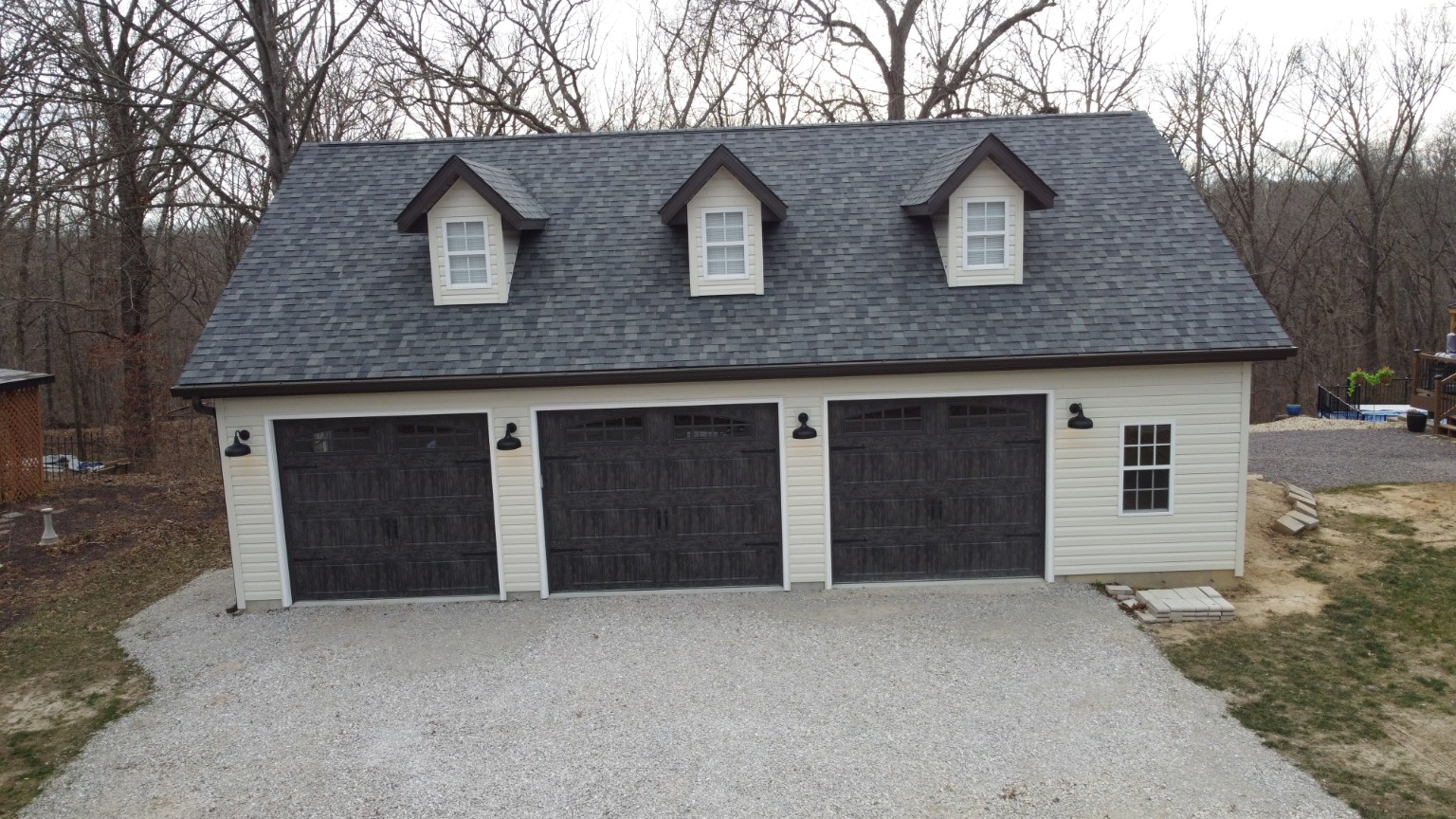 Custom three-car garage